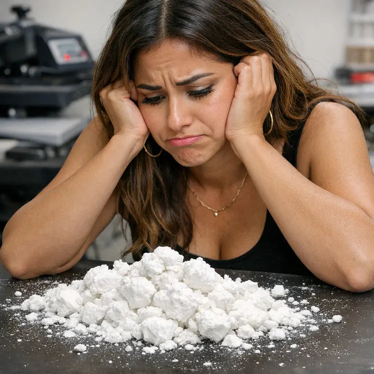 dtf powder clumping
