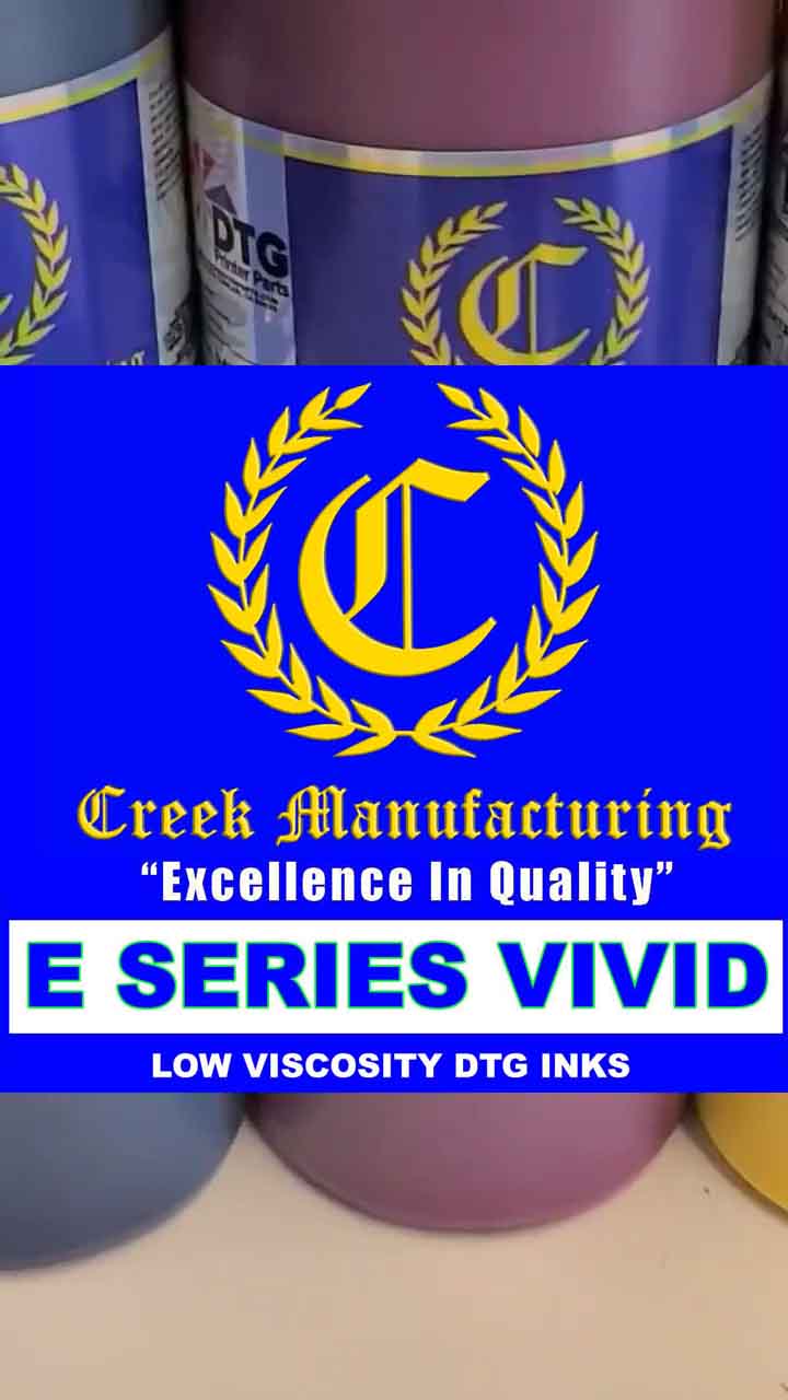 Creek Manufacturing E Series LOW VISCOSITY (LV2) VIVID BULK DTG Ink (CLEARANCE SALE)