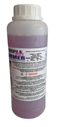 DTG Printer Parts Purple Hammer Print Head Aggressive Cleaning Solution bottle with purple liquid, white cap, container label